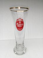 Oud CARLSBERG BEER COPENHAGEN fluitglas (wit op de achtergro, Verzamelen, Biermerken, Overige merken, Glas of Glazen, Ophalen of Verzenden