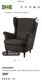 Fauteuil strandmon ikea cuir brun, Maison & Meubles, Enlèvement, Cuir
