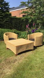 Loungeset gecoat zeegras, binnen en buiten, glazen tafelblad, Tuin en Terras, Ophalen, Zo goed als nieuw