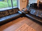 Zwart jori lederen salon 3-zit, 2,1/2 zit en 2 zit te koop, Ophalen, Gebruikt, Leer, Modern licht ogend salon.