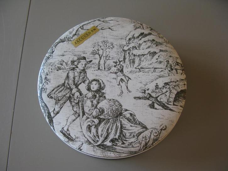 Jacques „Superpralines” doos „wintertafereel”, Verzamelen, Blikken, Gebruikt, Overige, Overige merken, Ophalen of Verzenden