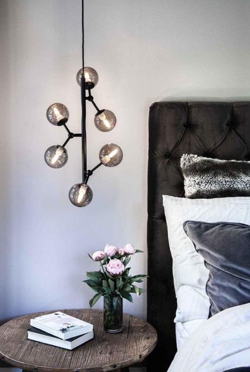 Hanglamp ATOM - Halo Design - zwart- 50%, Huis en Inrichting, Lampen | Hanglampen, Nieuw, 50 tot 75 cm, Glas, Metaal, Ophalen