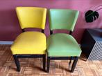 4 stoelen, 2x geel 2x groen, Huis en Inrichting, Ophalen, Gebruikt, Overige kleuren, Leer