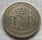 Zilveren 5 Peseta’s 1870 Spaje, Postzegels en Munten, Munten | Europa | Niet-Euromunten, Zilver, Ophalen of Verzenden, Losse munt