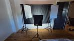 Zwarte, witte, groene achtergronden en softbox-fotostudiover, Ophalen, Complete fotostudio