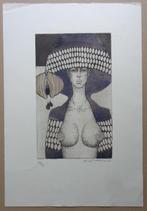 JEF VAN TUERENHOUT / NAAKT / ZW-W ETS + AQUAREL 56x38cm SIG, Antiek en Kunst, Ophalen of Verzenden