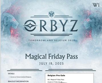 1 place tomorrowland 18 juillet