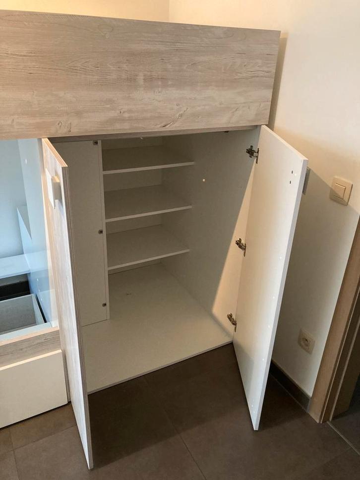 Stapelbed MAXIM - Antraciet, Huis en Inrichting, Slaapkamer | Bedden, Zo goed als nieuw, Tweepersoons, Hout, Ophalen