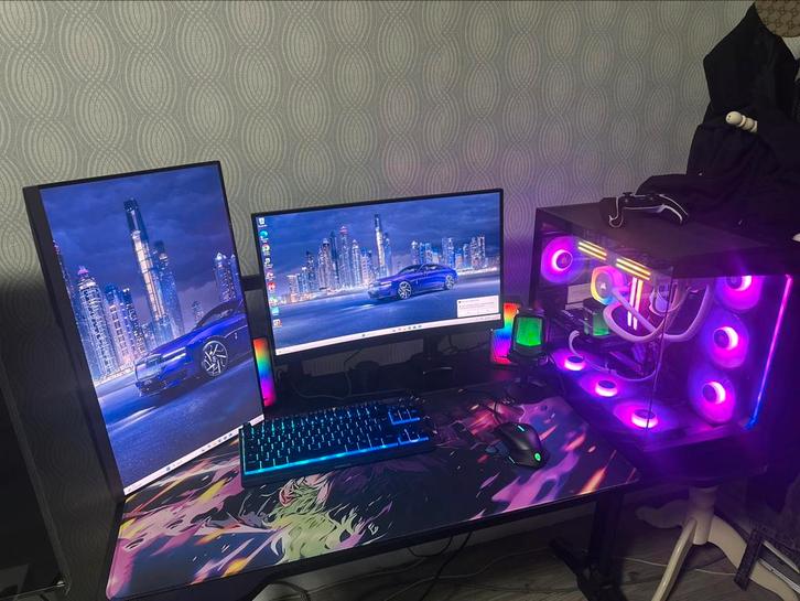 Volledige Gaming Setup + 2 monitoren, Computers en Software, Desktop Pc's, Zo goed als nieuw, SSD, Gaming, Ophalen of Verzenden