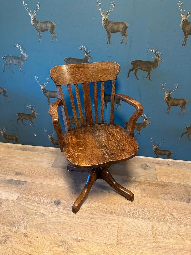 Antieke eiken bureaustoel, Antiek en Kunst, Antiek | Kantoor en Zakelijk, Ophalen of Verzenden