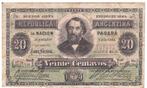 Argentine, 20 Centavos, 1884, Timbres & Monnaies, Billets de banque | Amérique, Amérique du Sud, Envoi, Billets en vrac