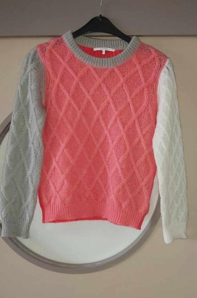 Xandres, trui, grijs/ecru/roze, mt S, zgan, Kleding | Dames, Truien en Vesten, Zo goed als nieuw, Maat 38/40 (M), Roze, Ophalen of Verzenden
