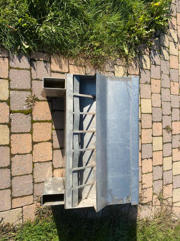 Eetbak voor kippen volledig inox, Dieren en Toebehoren, Pluimvee | Toebehoren, Zo goed als nieuw, Ophalen
