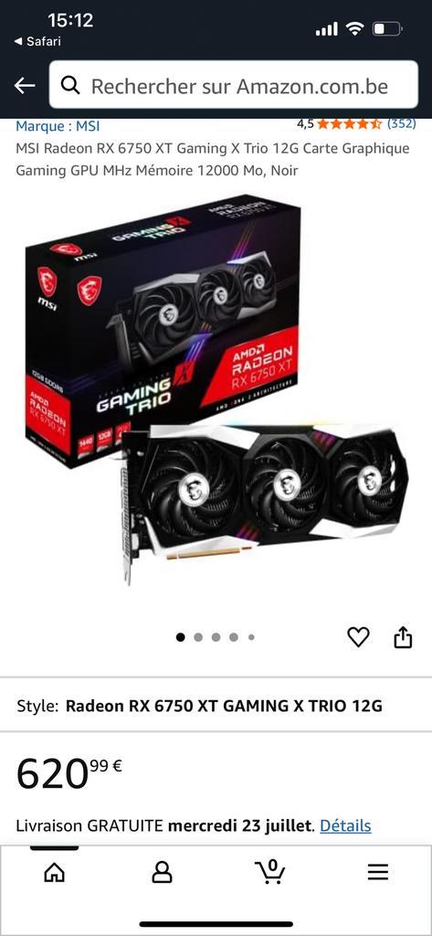 RX 6750 XT gaming Trio MSI (pour de la QHD), Computers en Software, Videokaarten, Zo goed als nieuw, AMD, PCI, GDDR6, Ophalen