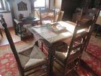 Salontafel met 4 stoelen, Ophalen, 100 tot 150 cm, Eikenhout, 50 tot 100 cm