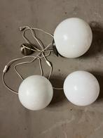 Lustre boule blanche + 2 lampes de chevet boule blanche, Ophalen, Gebruikt, Glas