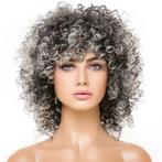 Pruik grijsmix schouderlang haar spiraalkrullen, Handtassen en Accessoires, Verzenden, Nieuw, Pruik of Haarverlenging
