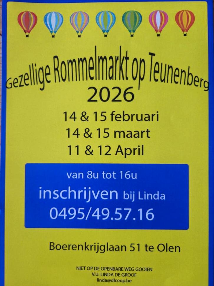 Rommelmarkt Olen 14 en 15 februari, Contacts & Messages, Événements