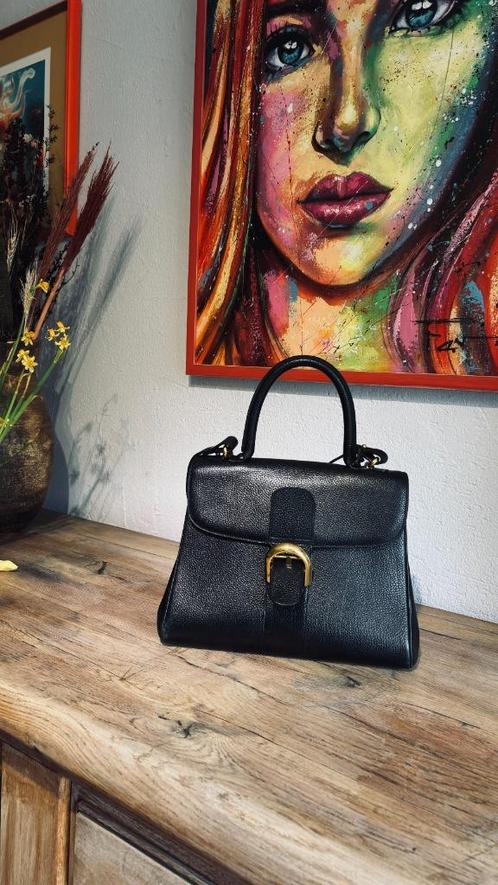 Delvaux Brillant “Gallop” Noir (1987 1989), Handtassen en Accessoires, Tassen | Damestassen, Zo goed als nieuw, Handtas, Zwart