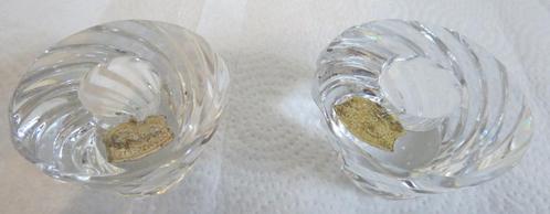 2 bougeoirs en cristal blanc VSL, Antiquités & Art, Antiquités | Verre & Cristal, Enlèvement ou Envoi
