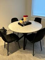 Ronde Eettafel 110cm + 4 zwarte stoelen, Huis en Inrichting, Ophalen, Zo goed als nieuw
