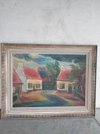 1950s olieverf schilderij dorp kunst post impressionisme, Antiek en Kunst, Kunst | Schilderijen | Klassiek, Ophalen