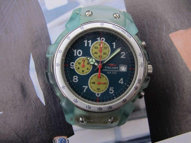Vagary quartz chronograph herenhorloge chronograaf, Antiek en Kunst, Antiek | Klokken, Ophalen of Verzenden