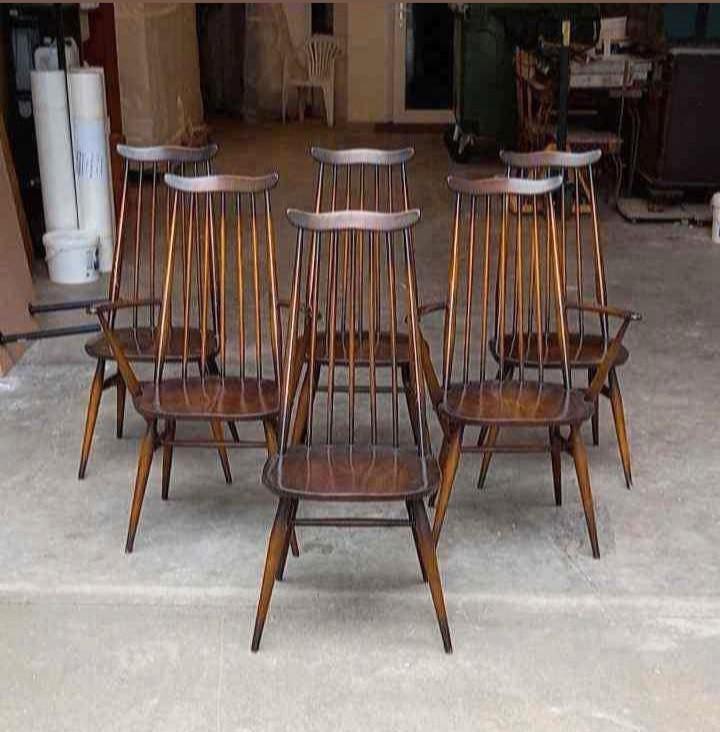 Vintage stoelen Lucian Randolph Ercolani Ercol Engeland 1970, Huis en Inrichting, Barkrukken, Zo goed als nieuw, Hout, Ophalen