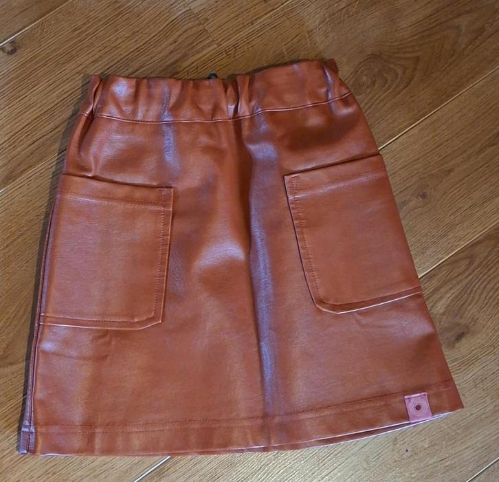4FF bruin nepleder rokje 134-140, Kinderen en Baby's, Kinderkleding | Maat 134, Gebruikt, Meisje, Jurk of Rok, Ophalen of Verzenden