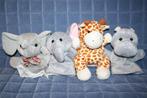 Lot de 4 marionnettes à main Afrique en peluche de 20 cm, Ophalen of Verzenden, Gebruikt