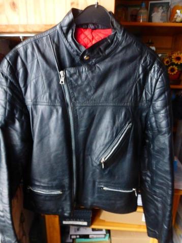 Blouson de moto ou de ville en cuir noir T:M