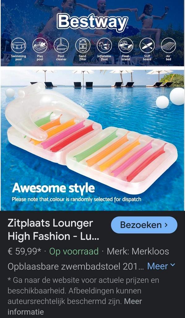 Lounge voor op water ( normale prijs  nieuw 59,99€ ) nieuw, Tuin en Terras, Zwembad-toebehoren, Zo goed als nieuw, Ophalen