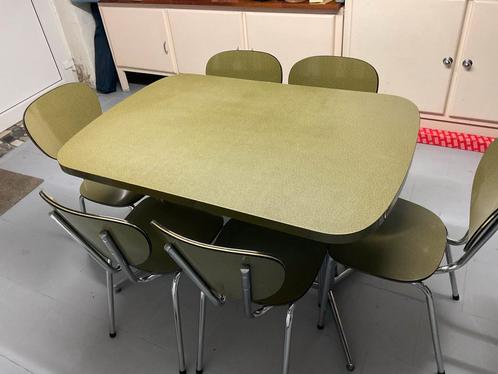 Retro 1960 Tafel en 6 stoelen, Huis en Inrichting, Keuken | Keukenelementen, Ophalen