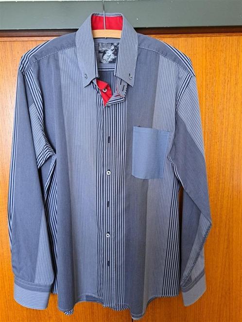 Hemd met lange mouwen grijs-zwart gestreept maat L, Kleding | Heren, Overhemden, Zo goed als nieuw, Halswijdte 41/42 (L), Grijs