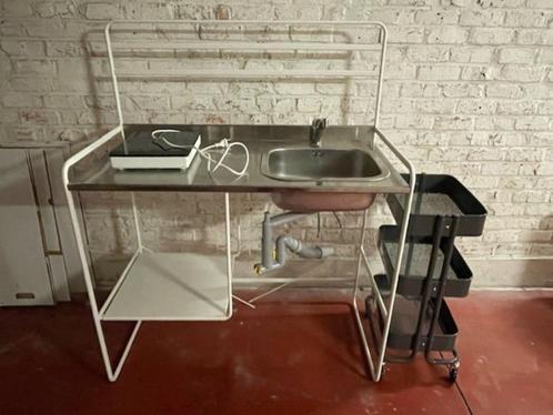 Kitchenette Ikea Sunnersta, Huis en Inrichting, Keuken | Complete keukens, Zo goed als nieuw, Enkelwandige keuken, Wit, Staal of Inox