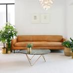 Design Groen Marmer Salontafel met Gouden Poten 80x100cm, Huis en Inrichting, Ophalen, Overige materialen, 50 tot 100 cm, 100 tot 150 cm