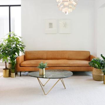 Design Groen Marmer Salontafel met Gouden Poten 80x100cm beschikbaar voor biedingen