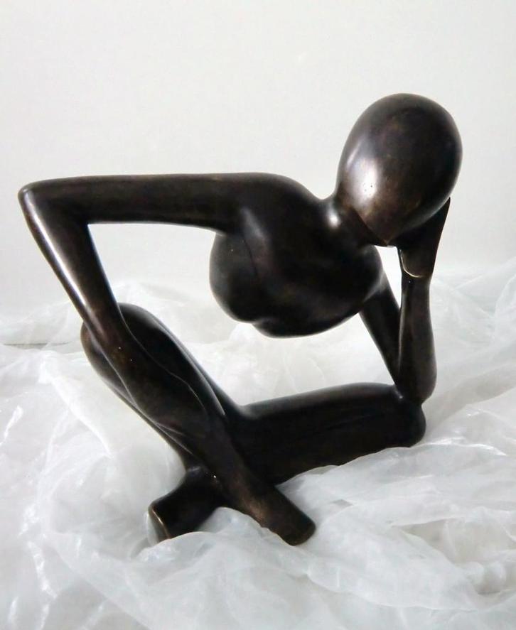 Beeld: Dromer - Denker - Piekeraar in brons, Antiquités & Art, Art | Sculptures & Bois