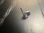 Vintage losse oorsteker met paarskleurige steen., Bijoux, Sacs & Beauté, Piercings, Enlèvement ou Envoi, Comme neuf, Argent