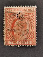 Ceylon 1903 - Koning Edward VII - PERFIN, Ophalen of Verzenden, Gestempeld, Zuid-Azië