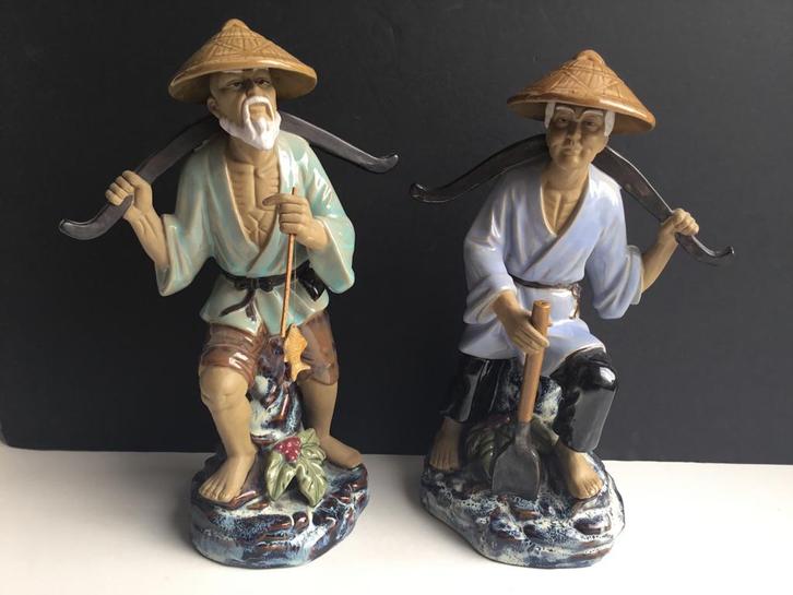 Deux céramiques chinoises Mudman signées, Collections, Statues & Figurines, Comme neuf, Enlèvement