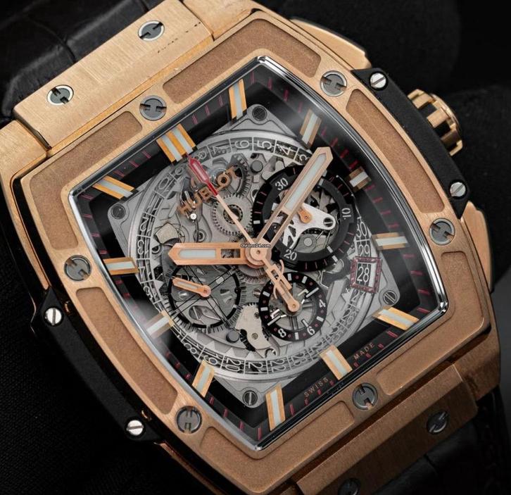 Hublot Spirit of Big Bang, Handtassen en Accessoires, Horloges | Heren, Zo goed als nieuw, Polshorloge, Overige merken, Goud, Leer