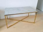 Salontafel met glazen blad in marmerlook, Huis en Inrichting, Ophalen, Gebruikt, Rechthoekig, Glas