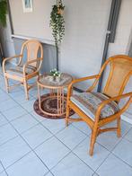 Rotan stoelen en tafel, Tuin en Terras, Tuinstoelen, Ophalen, Gebruikt, Rotan