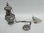 Antiek zilveren wierookvat + wierookscheepje, Antiek en Kunst, Antiek | Religieuze voorwerpen, Ophalen