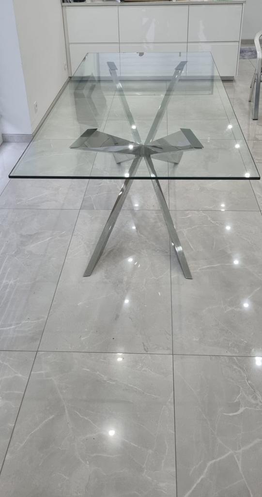 Moderne Glazen eettafel, Huis en Inrichting, Tafels | Eettafels, Zo goed als nieuw, Ophalen