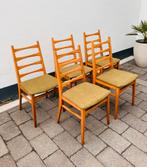 Prachtige Set van 5 Scandinavische vintage eetkamerstoelen, Maison & Meubles, Chaises, Comme neuf, Vintage, Enlèvement, Tissus