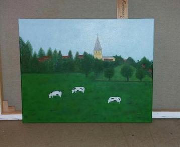 Schilderij ´kerk Voormezele ´ afmetingen 50x40 beschikbaar voor biedingen