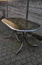 Table à manger Vintage en chrome&plateau verre fumé 1970, Enlèvement