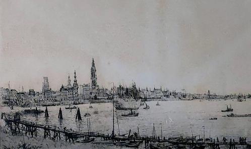 Malfliet Romain Reede van Antwerpen grote ets/get/kader, Antiek en Kunst, Kunst | Etsen en Gravures, Ophalen of Verzenden
